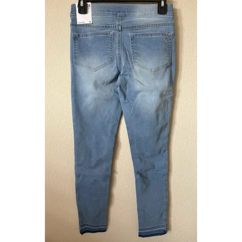 Lot Of 2 Justice Stretchy Girls' Pull On Jean Leggings Jeggings Pants Size 14